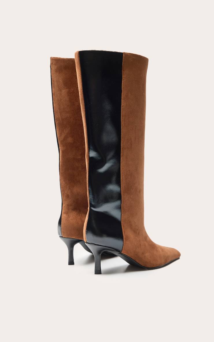 Multicolore Botte Haute À Talon En Synthétique Synthétique Contrastée