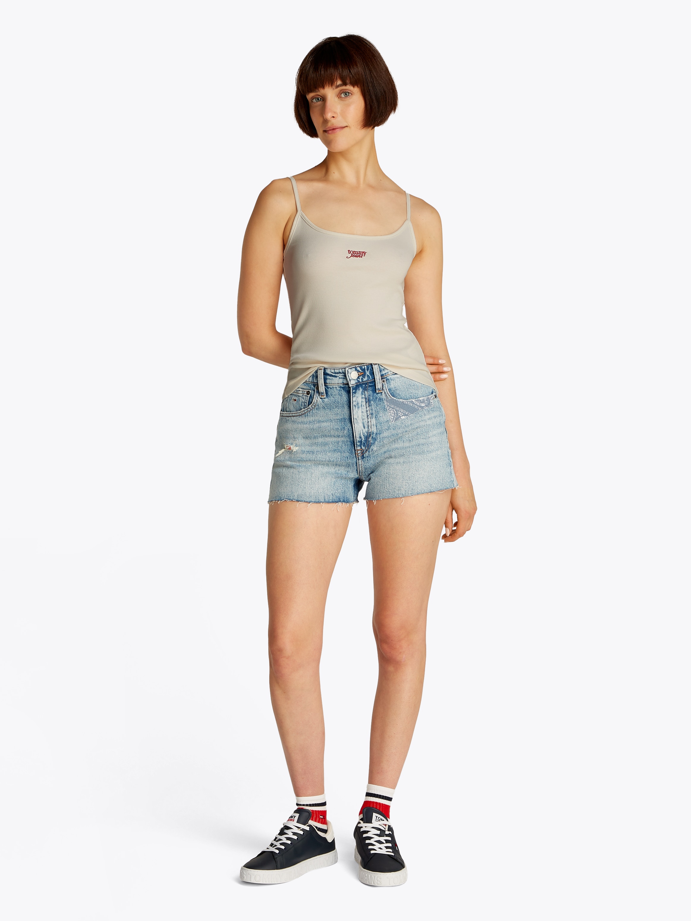 Tommy Jeans Spaghettitop »TJW SCRIPT STRAPPY TOP« in Rippoptik, mit Logoschriftzug