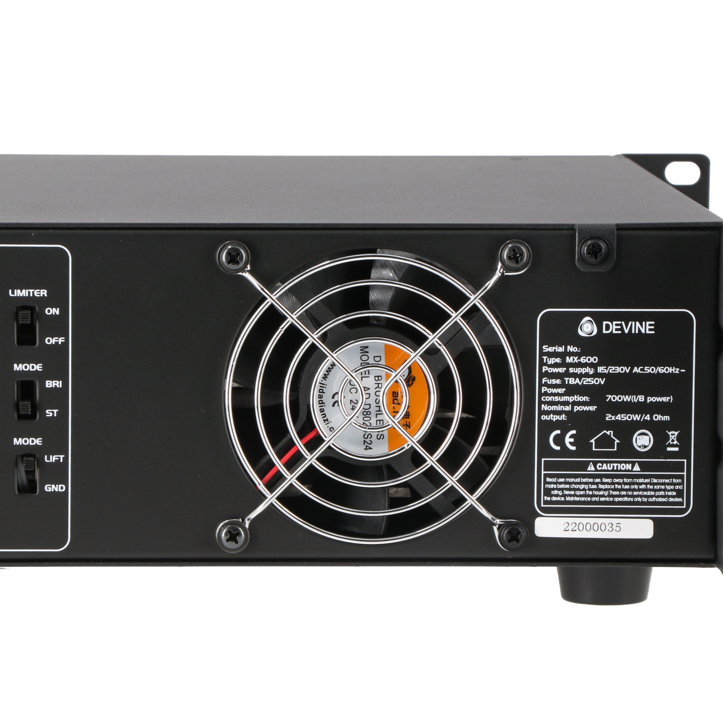 Devine MX-600 2-kanaals PA-eindversterker 2x 300W @ 8 Ohm