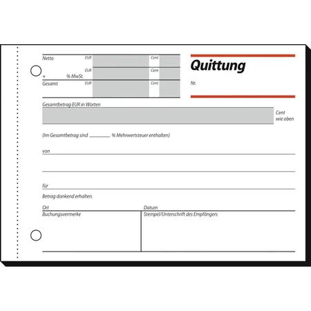 Sigel QuittungA6 quer, 50 Blatt