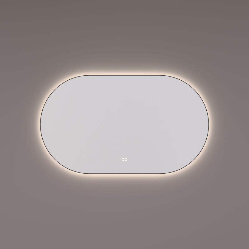 Hipp Design 13700 ovale spiegel mat zwart 160x70cm met LED en spiegelverwarming