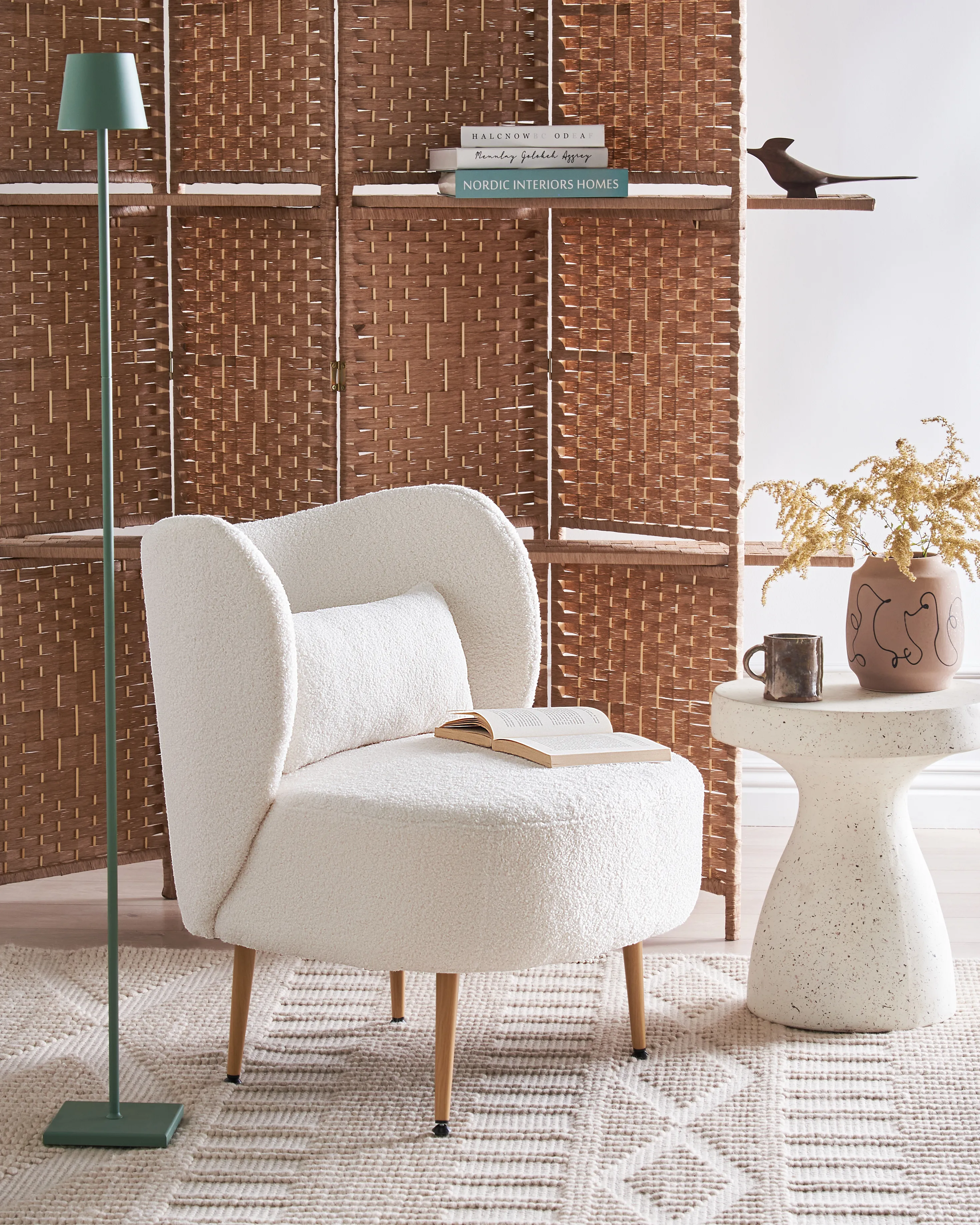 Fauteuil OTSBY II met kussen Bouclé Gebroken wit
