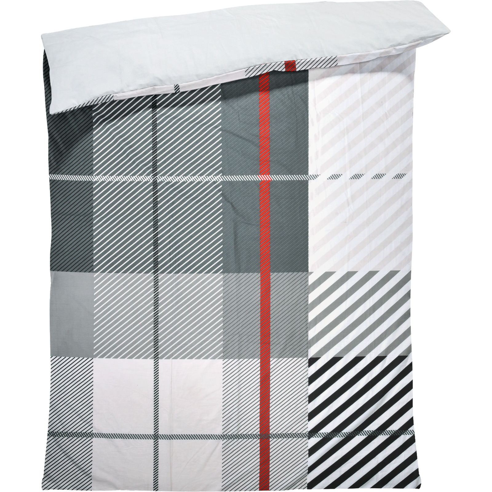 Bettwäsche Renforce Karomuster grau 200x210 2x65x65 Bettanzug Fra