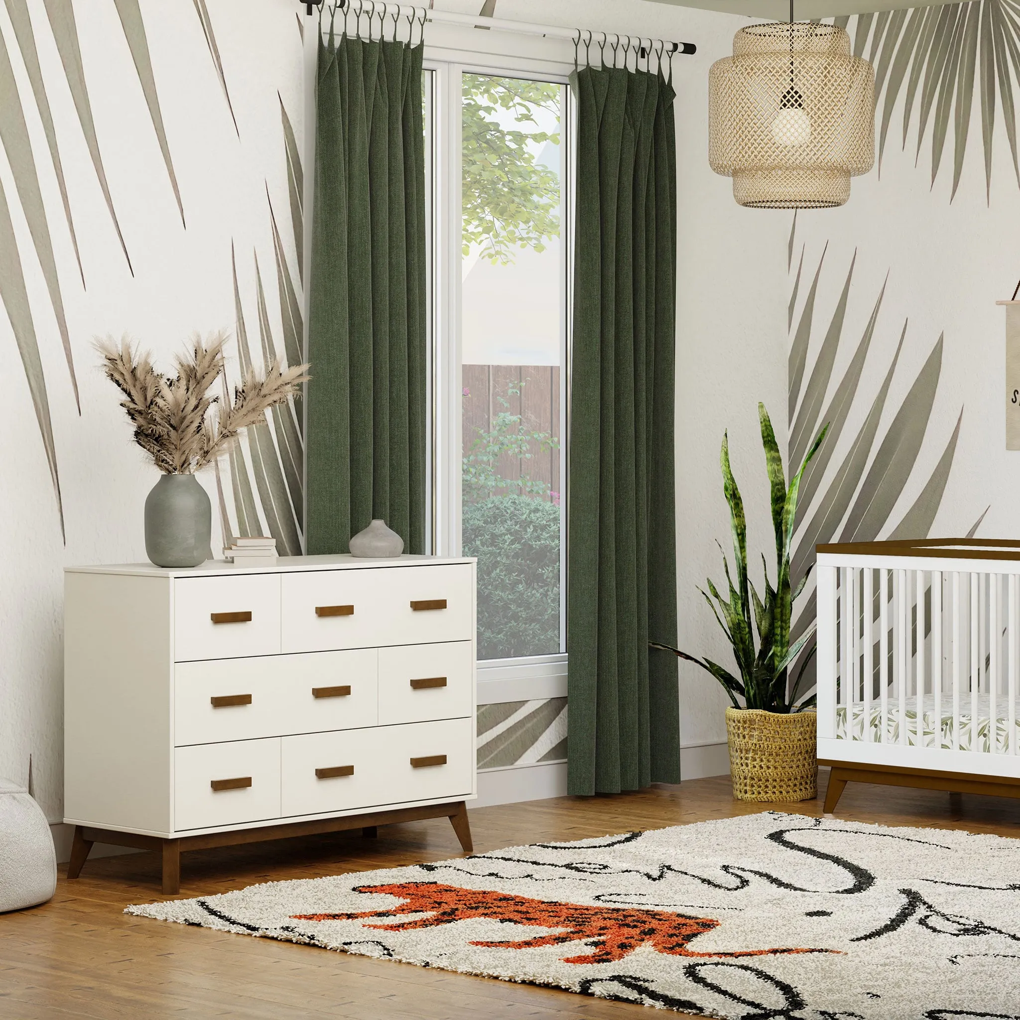 Babyletto Bureau 6 tiroirs Scoot - Blanc  Naturel Noisette