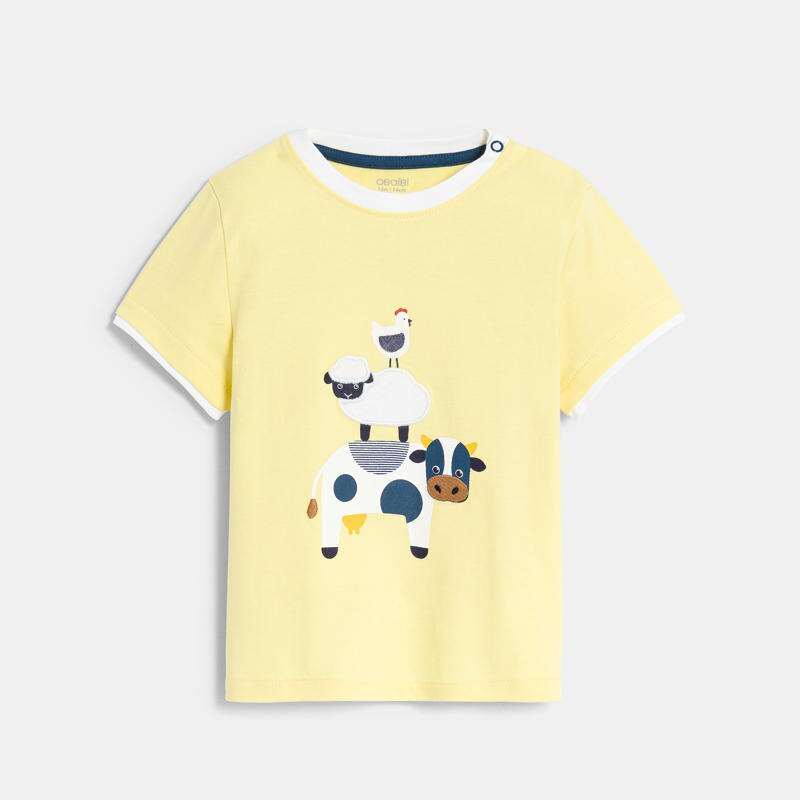 T-shirt animaux jaune bébé garçon Jaune