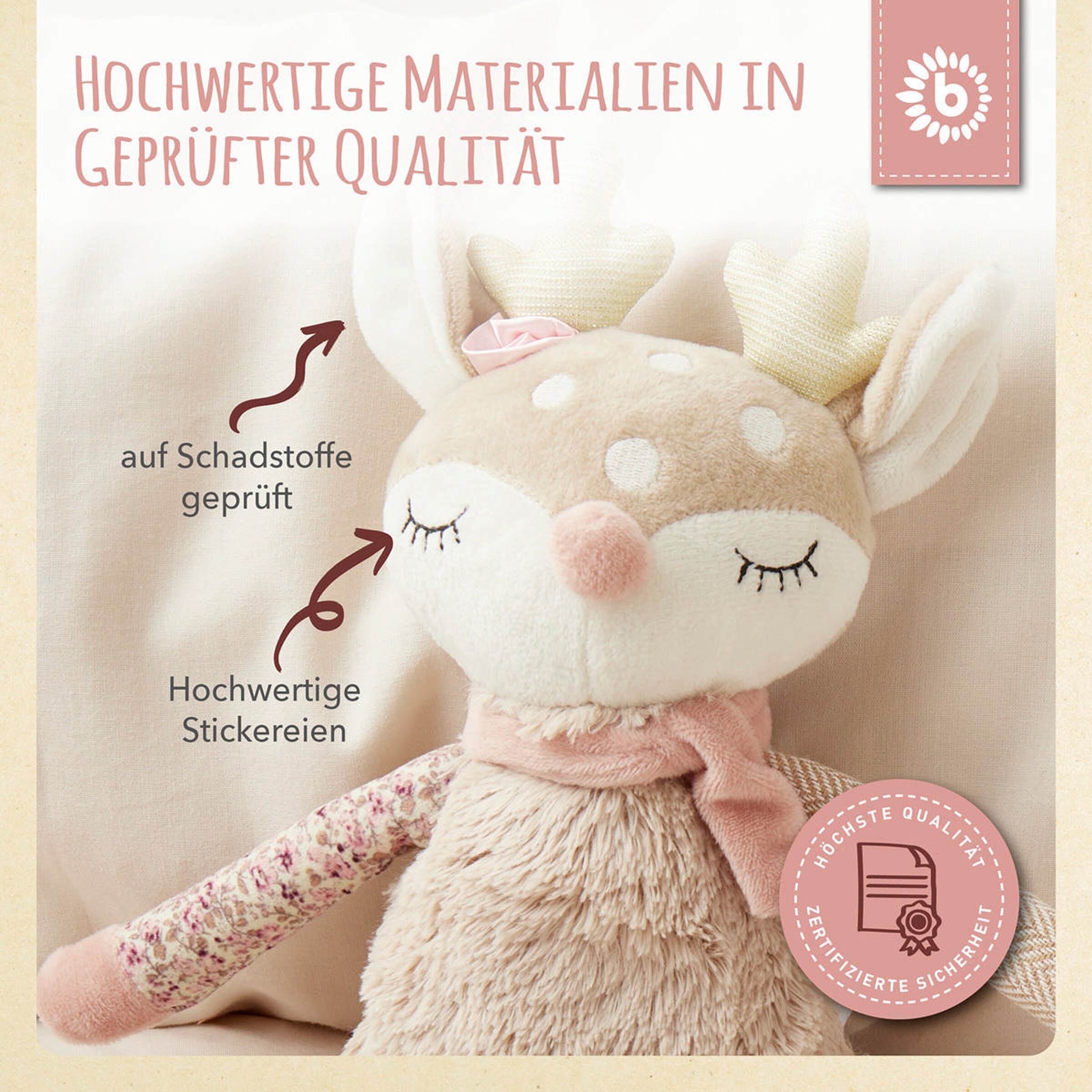 Bieco Kuscheltier Großes Reh - ab Geburt Beige