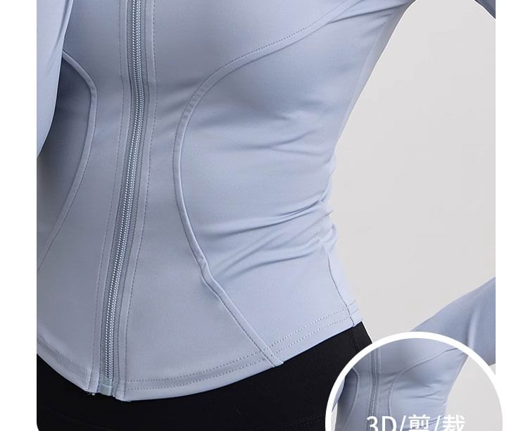 Claduodoe - Effen sporttop met lange mouwen en rits