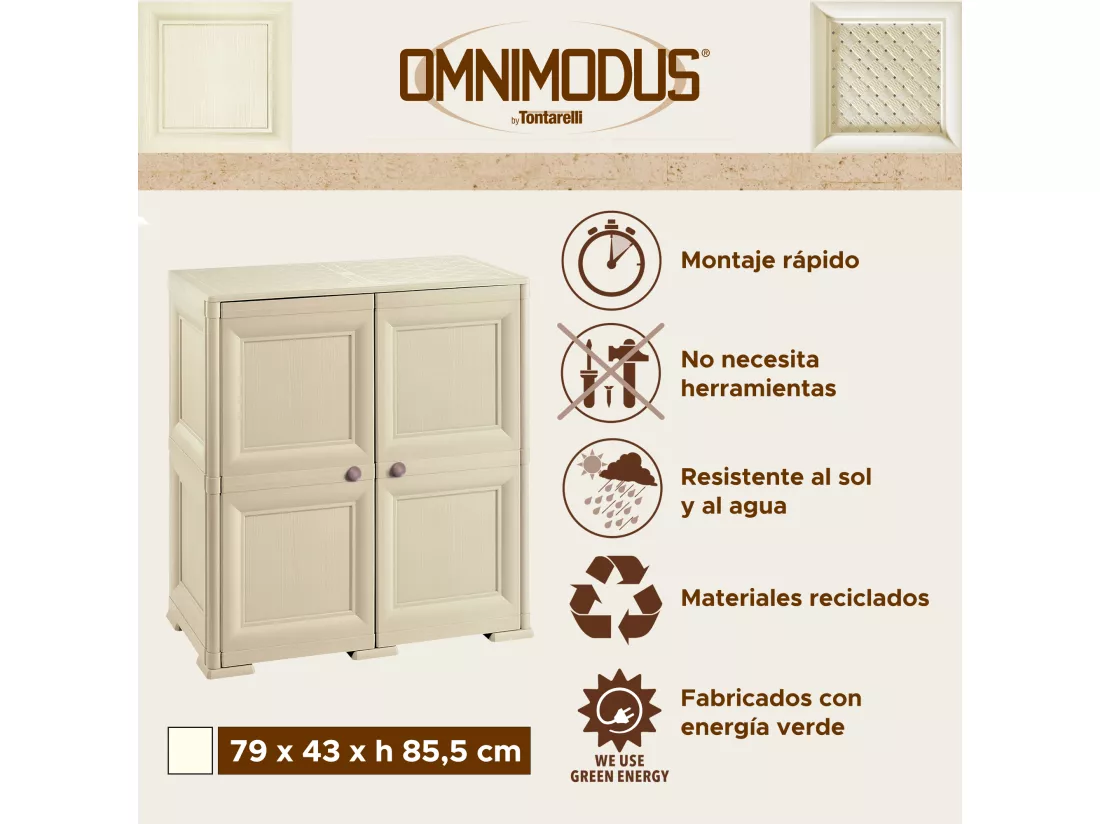 Boîte de rangement polyvalente avec 4 compartiments et 4 portes gris 279x43x85,5