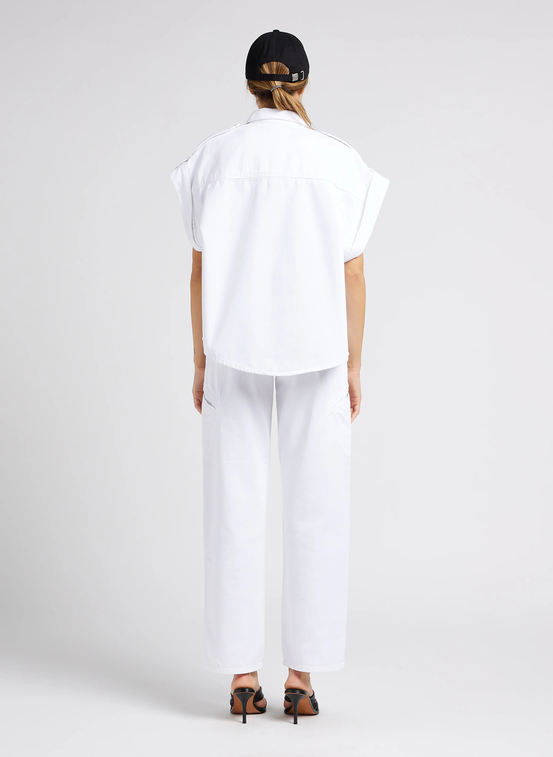 JINN - Jean flare taille haute en coton | Blanc