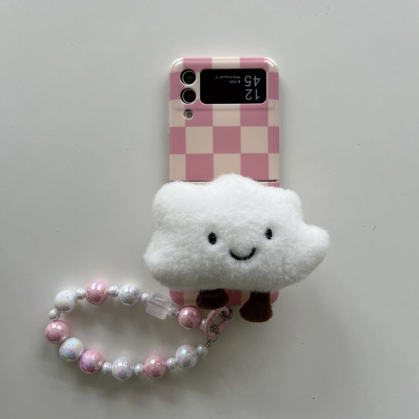 Edgin - Mobiele telefoonhoes met Chenille Cloud-telefoonstandaard - Samsung Galaxy Z Flip 3 / Flip 4 / Flip 5