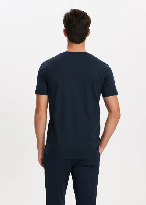 Basic t-shirt met v-hals blauw (BLW.D)