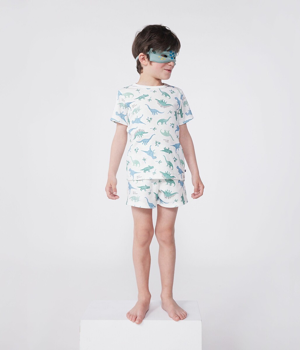 PETIT BATEAU<br>Shorts de pijama de algodão com estampa de dinossauro
