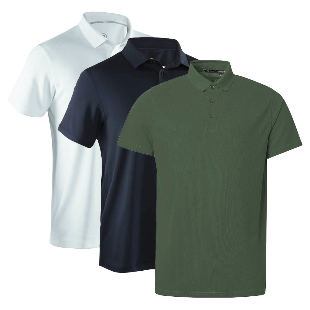 Branson Pique Herre 3 Pack Navy/Hvit/Grønn
