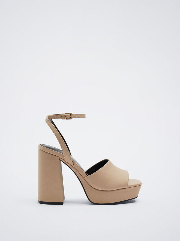 Sandália de plataforma com salto - Rosa