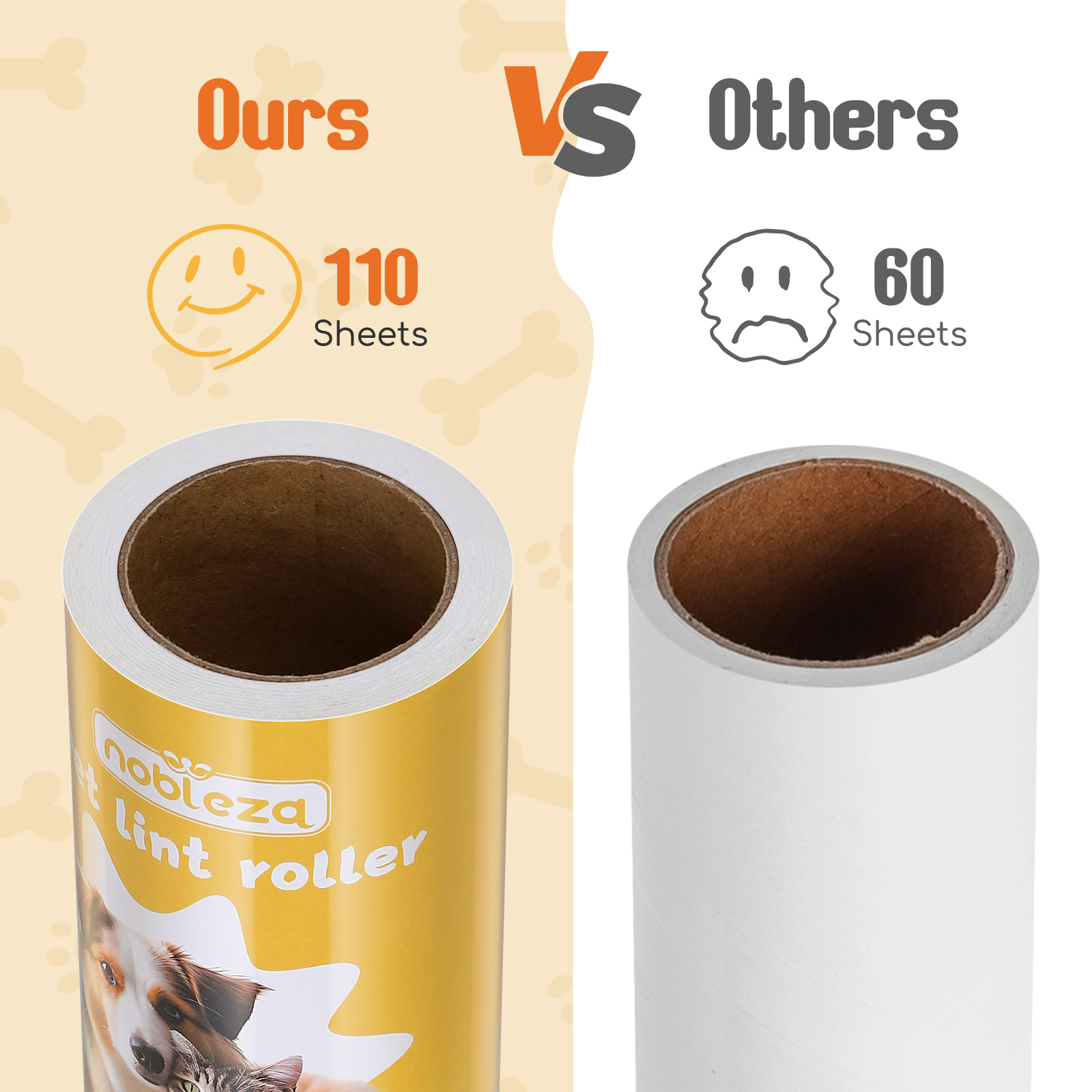Removedor de Pelos de Animais Nobleza, Rolo Removedor de Pelos, 330 Folhas de Refil para Removedor de Pelos e 1 Cabo, Removedor de Pelos para Cães e Gatos, Pacote com 3, Extra Aderente