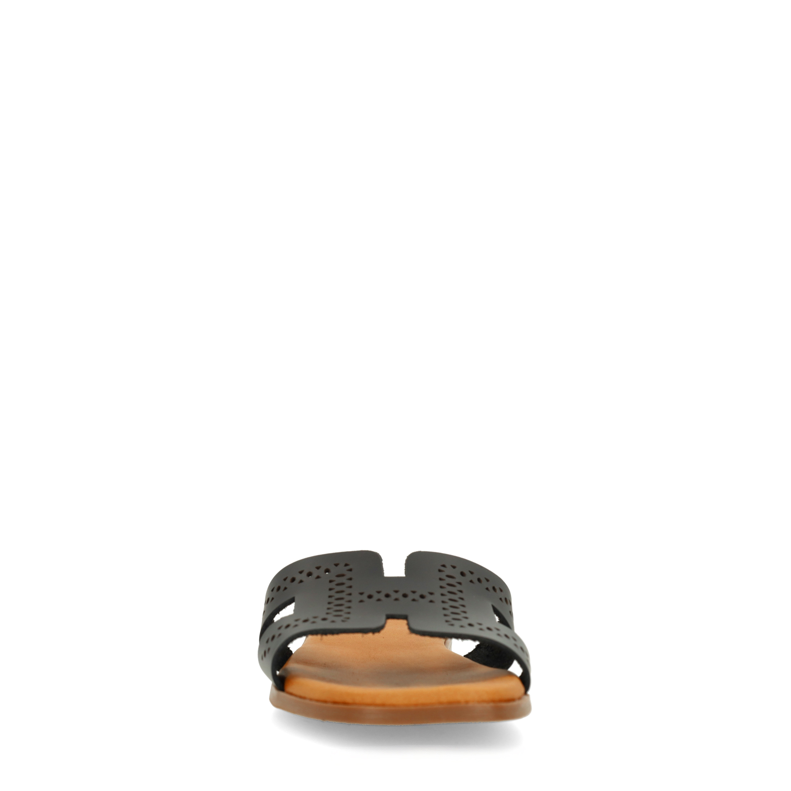 Zwarte leren slippers
