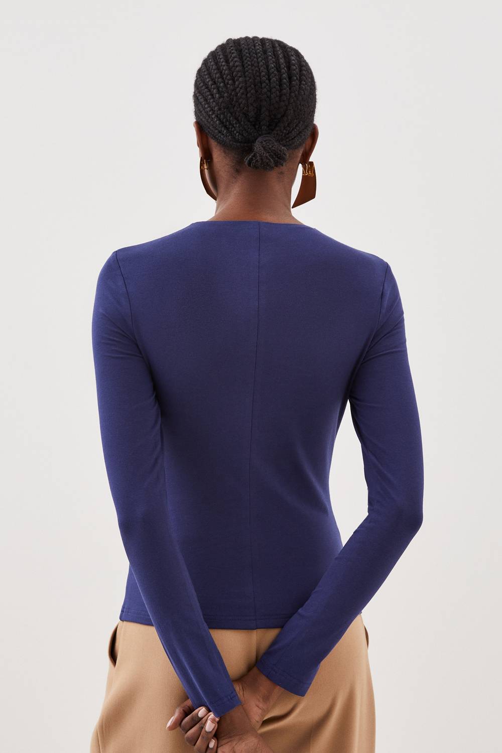 KarenMillen Haut À Manches Longues Col Rond En Coton Stretch