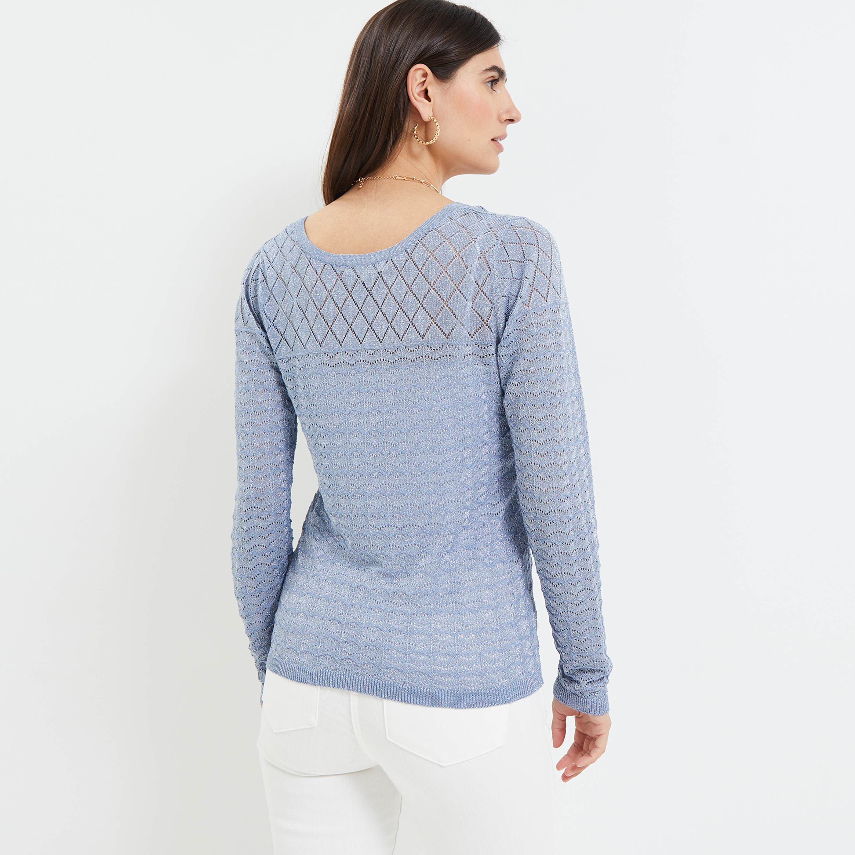 Gilet ajouré femme - BLEU