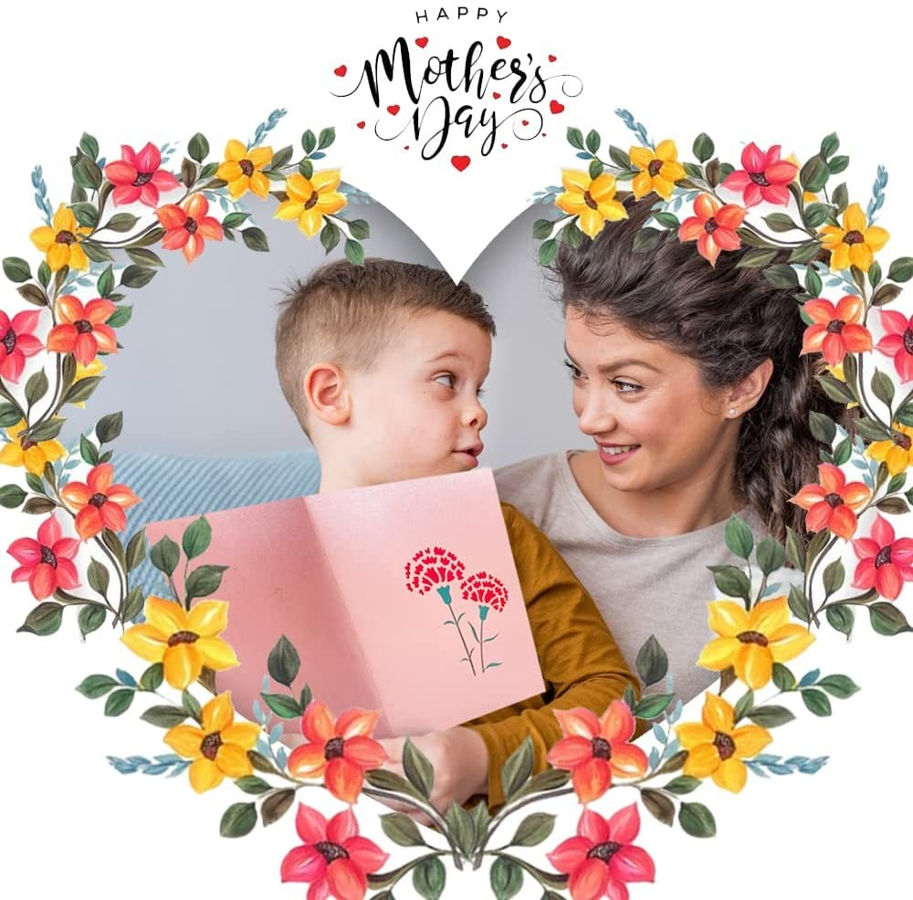 Muttertags Glückwunschkarte Pop-Up Doppelkarte   Umschlag - Tulpen / Rosen