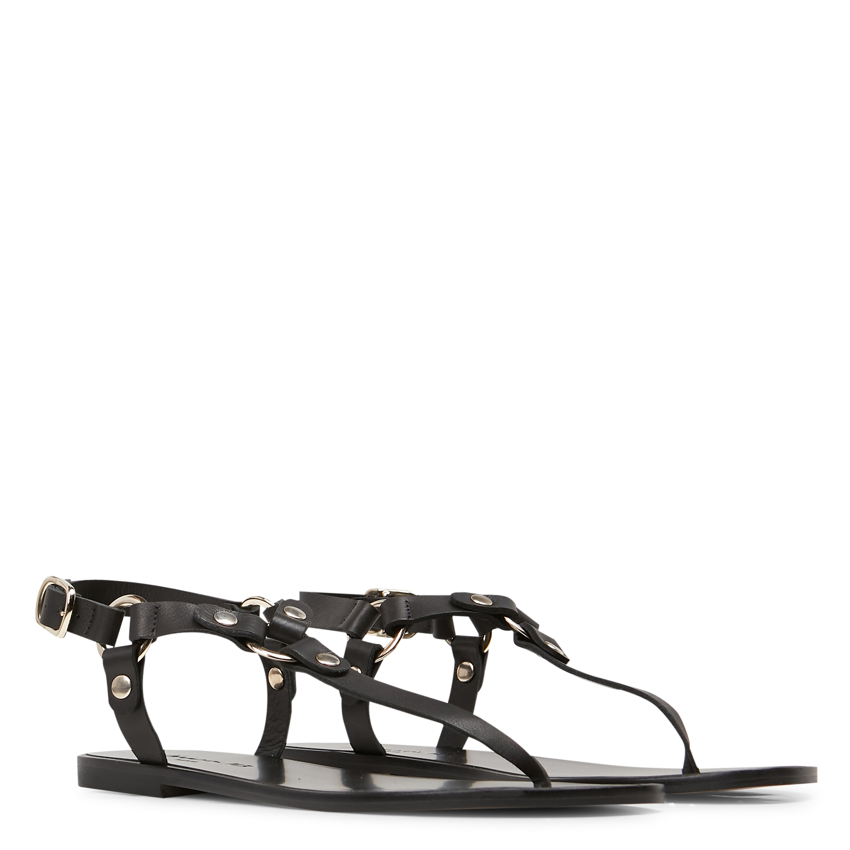 JUSTIN - Sandales ouvertes en cuir | Noir