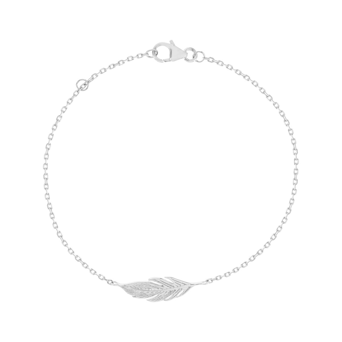 Bracelet argent 925 motif plume 18 cm
