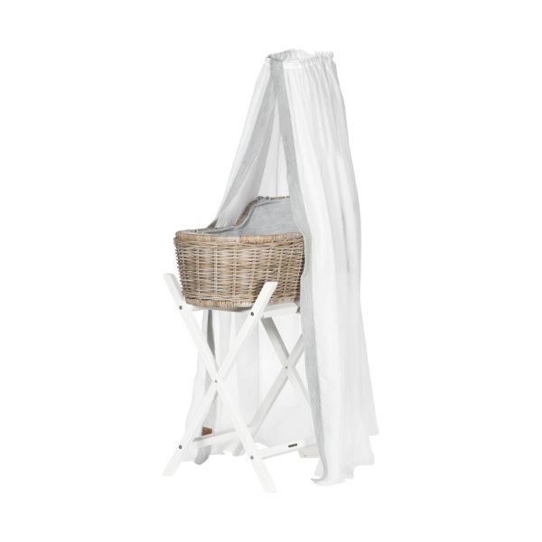 Kidsmill Moses Wieg Naturel / Wit - Bekleding Incl. Hemel Grijs