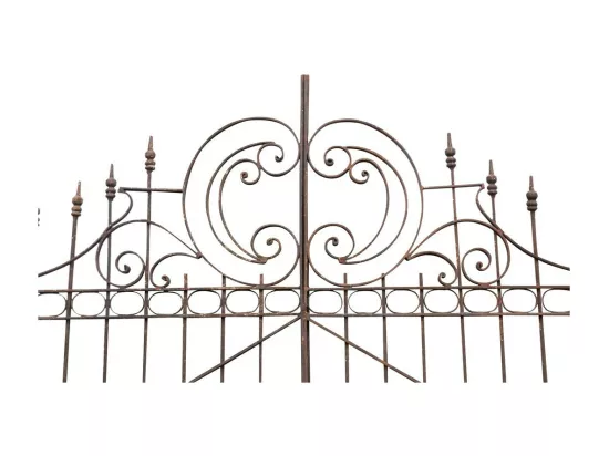 BISCOTTINI Portail en fer - Fer massif avec détails ornementaux - Clôture en fer - Portail en métal - Porte décorative - Portail d'entrée - 410x10x298cm