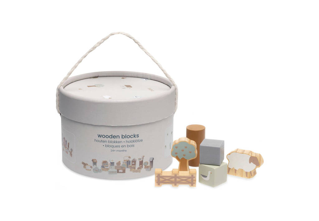 Houten blokken set 18x12 cm - Farm