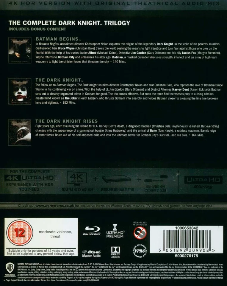 Dark Knight Trilogy, The (9-disc) (4K UHD & Blu-ray)