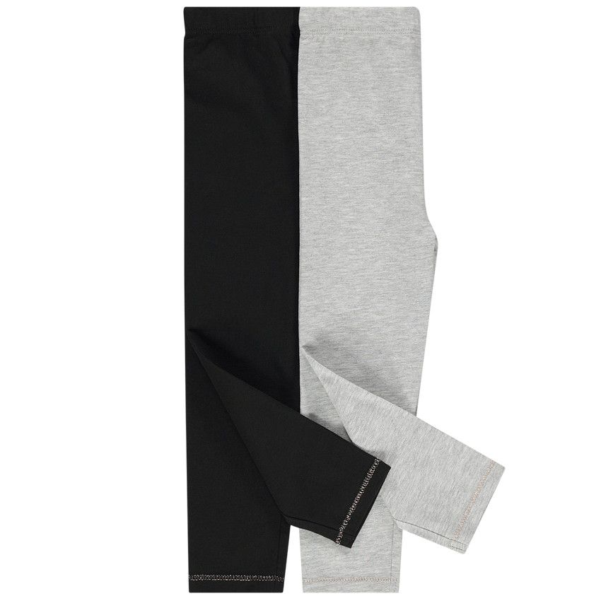 Lot de 2 leggings unis en coton bio - Gris chiné