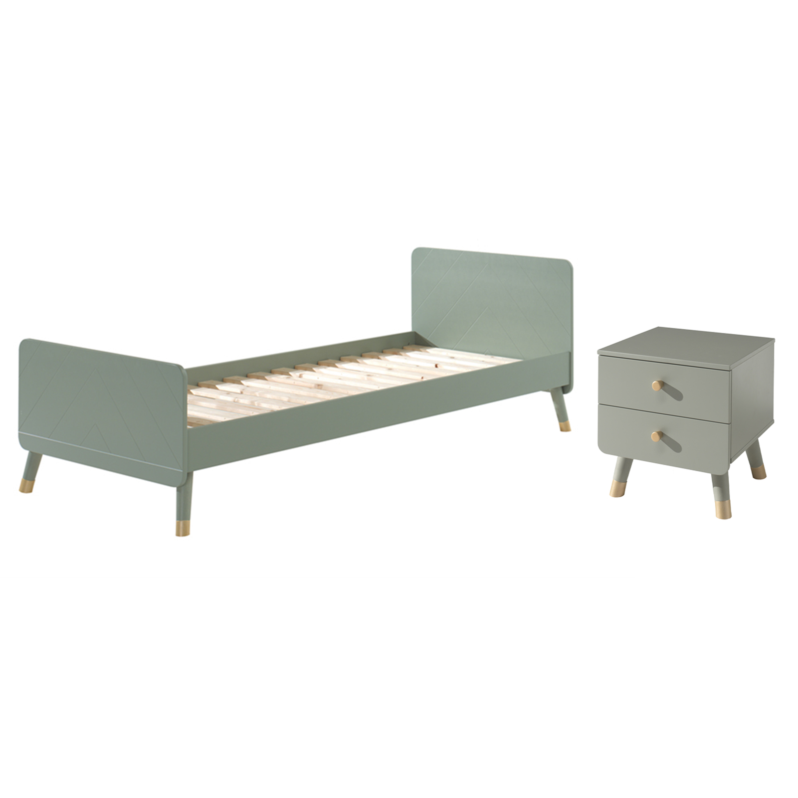 2-teiliges Kinderzimmer-Set BILLY - olive grün - 90x200 cm