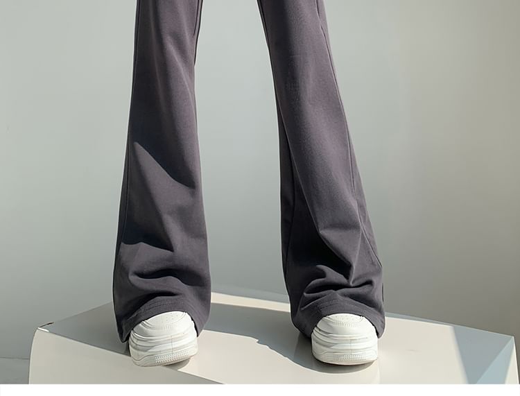 Malrowe - Hoge taille effen uitlopende broek
