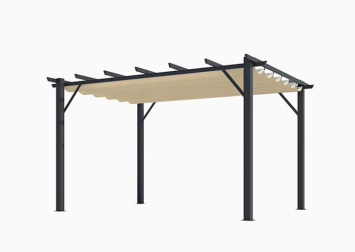 Pergola autoportante manuelle aluminium Habrita PER4030GE gris et écru 4 x 3 m