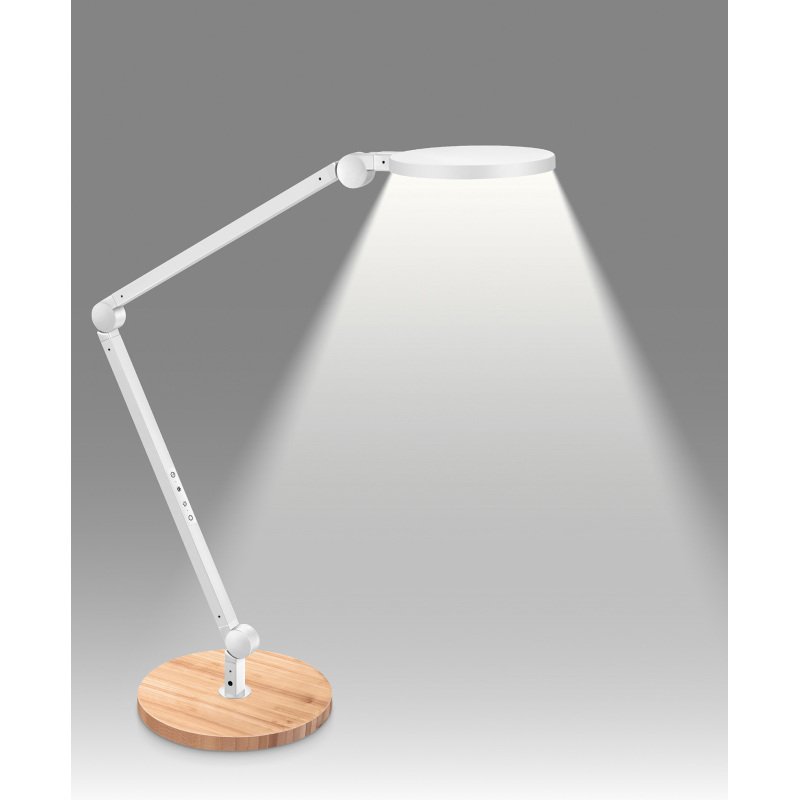 Lampe de bureau Led intégre Giant Silva - Cep - 11,13 W - Bras articulé, blanc/bois
