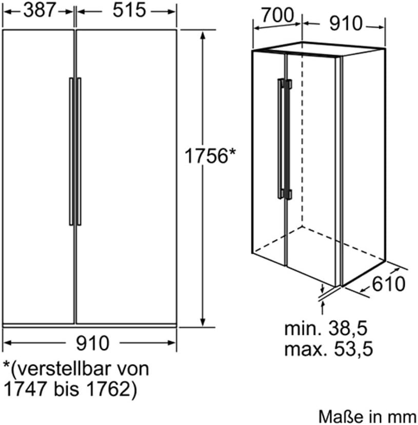 Bosch KAN62A75 Side by Side/A++ / réfrigérateur : 385 L/congélateur : 219 L / 0. [Classe énergétique A++]