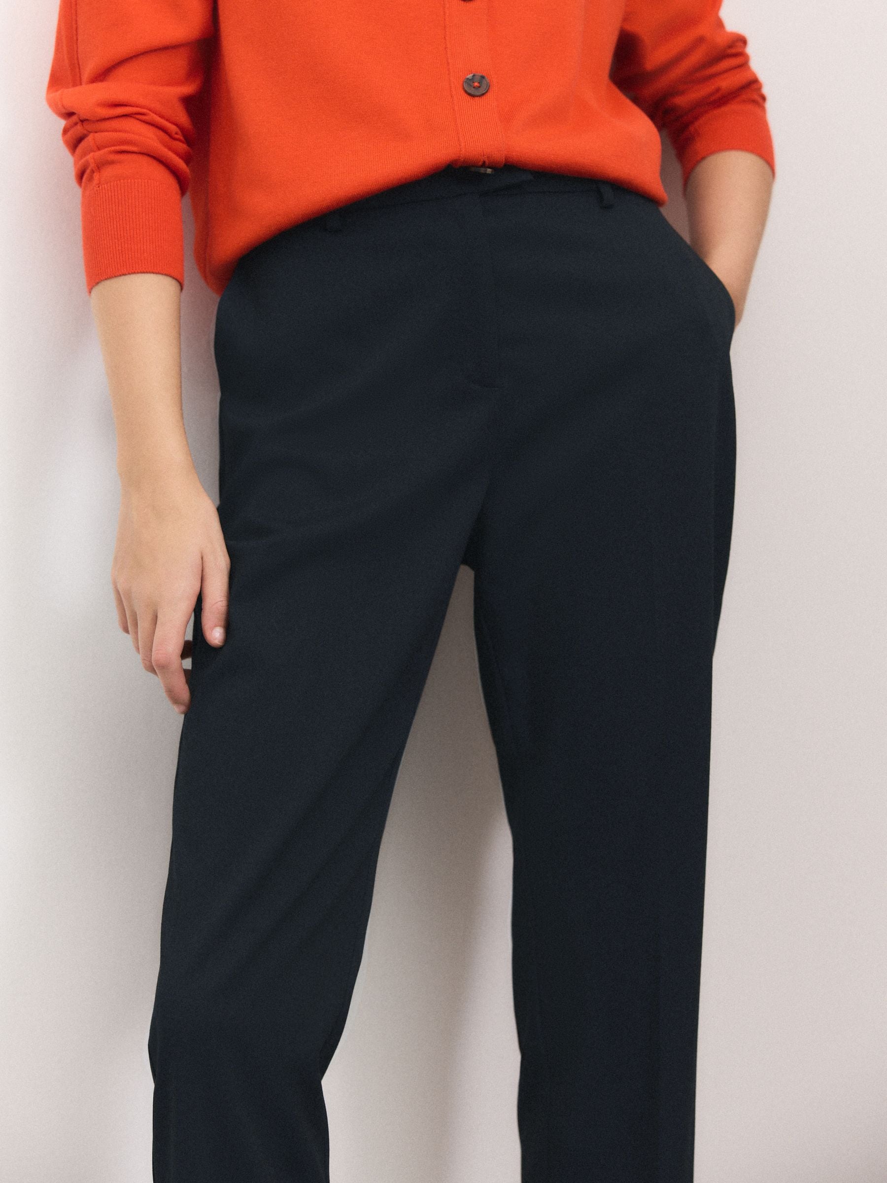 Marineblauw - Op maat gesneden smalle broek