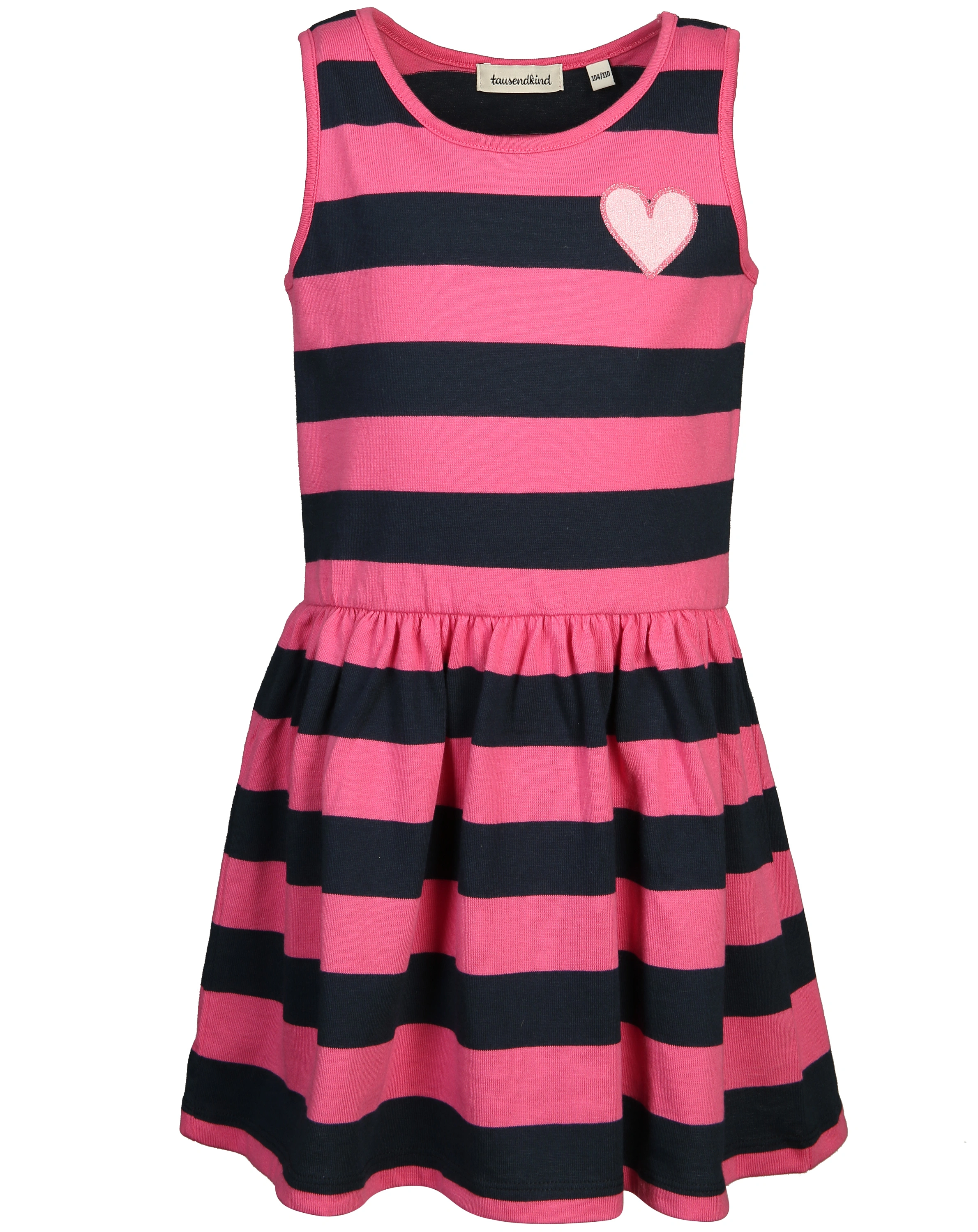 Kleid SMALL HEART gestreift in dunkelblau/rosa