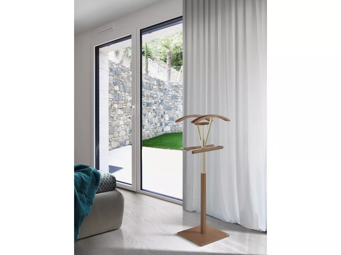 Valet de nuit - H110cm x L47cm x P34cm - hêtre massif noyer - Couple
