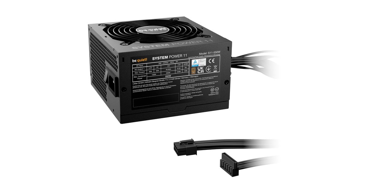 be quiet!System Power 11 550 watt voeding   (Zwart, 1x 12VHPWR, 2x PCIe)
