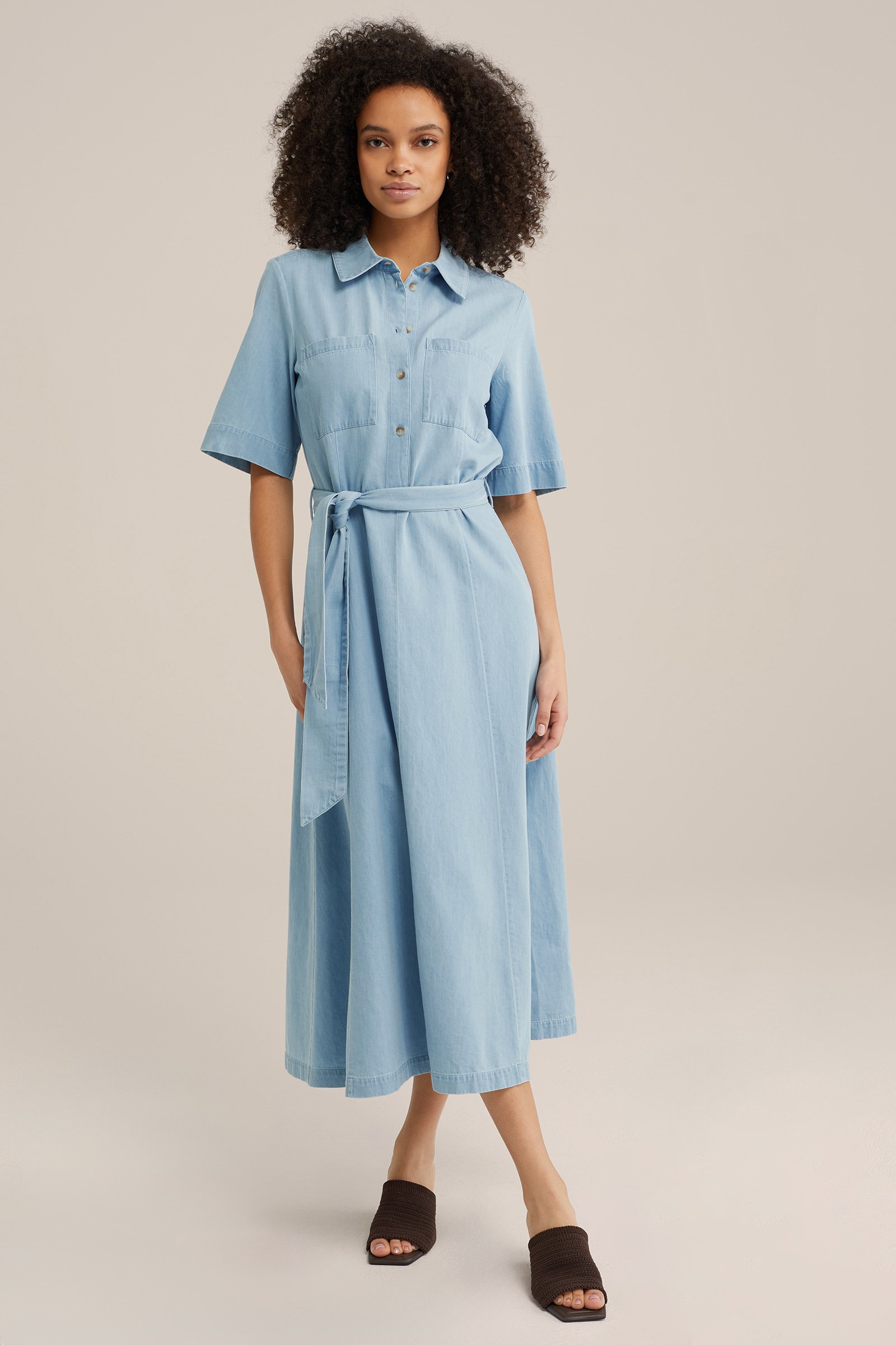 Denimlook jurk WE Fashion Lichtblauw