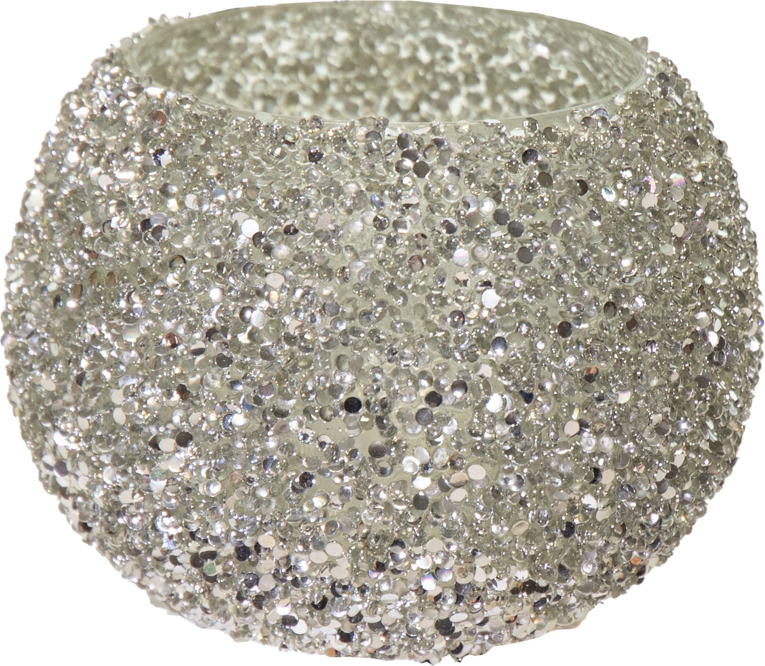 Strass waxinelichthouder Louise zilver D 16 H 12 cm