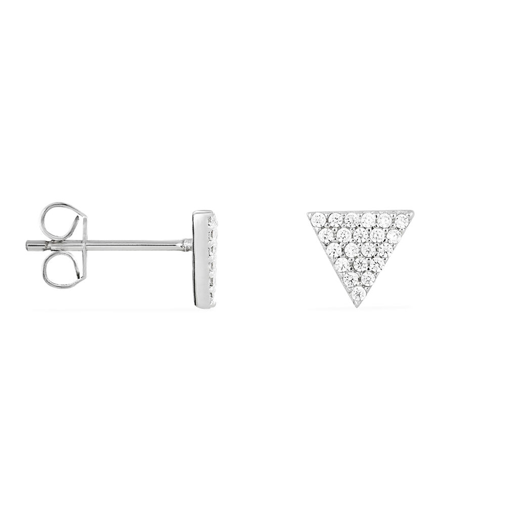 Boucles D'oreilles Puces Brendana Argent Blanc Oxyde De Zirconium