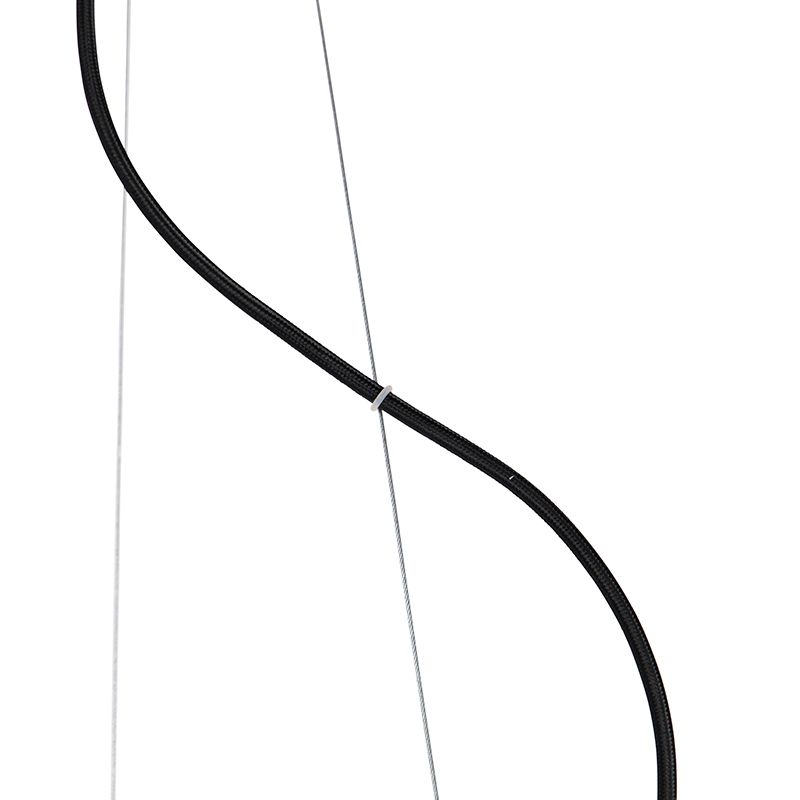 Landelijke hanglamp zwart met hout 5-lichts - Flair