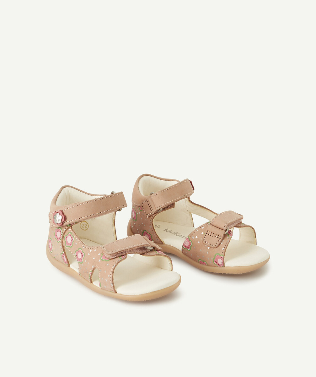 KICKERSLES SANDALES ROSES ET IMPRIMÉES EN CUIR