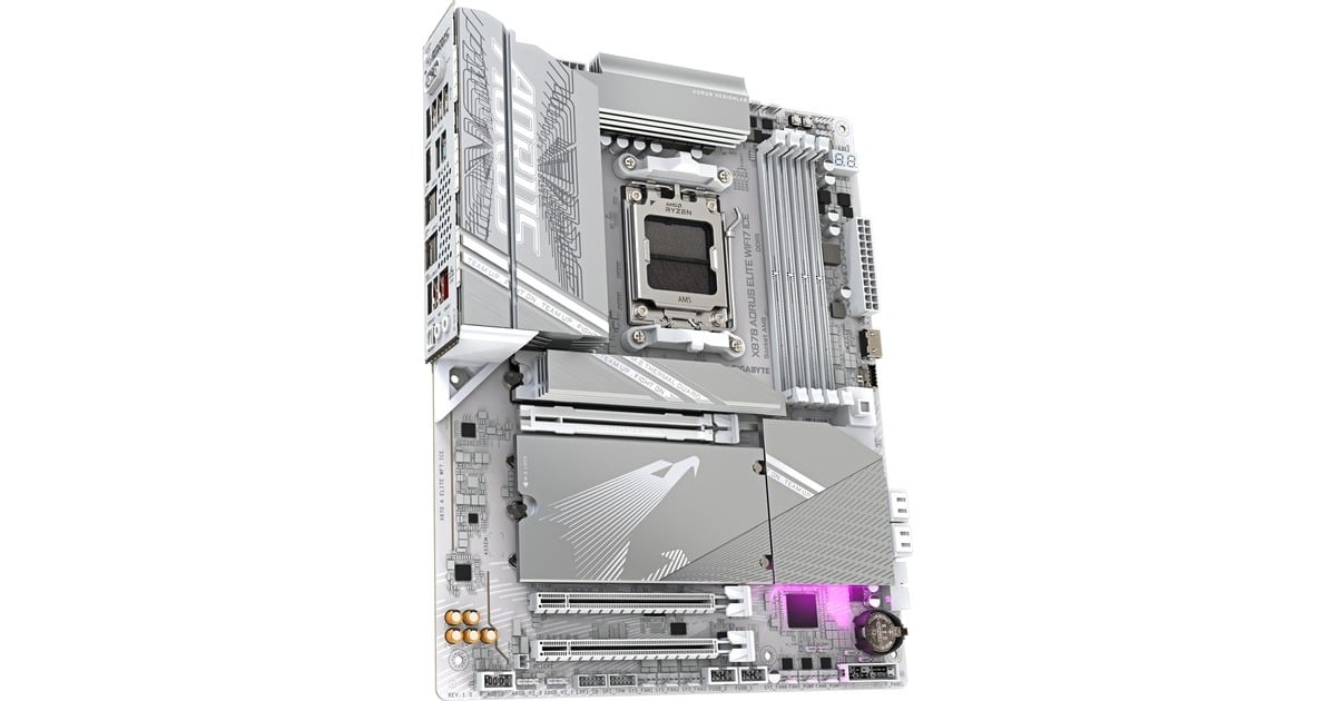 GIGABYTEX870 AORUS ELITE WIFI7 ICE socket AM5 moederbord  (Zilver, RAID, 2,5Gb-LAN, Wi-Fi 7, BT, Sound, ATX)