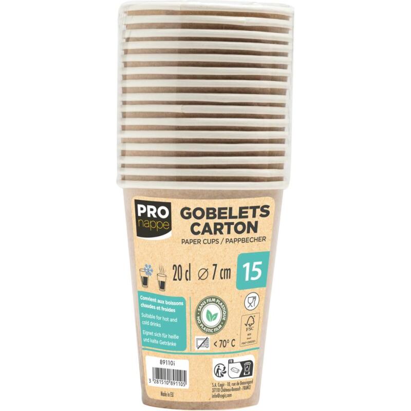 50 Gobelets en carton, 20 cl - Blanc