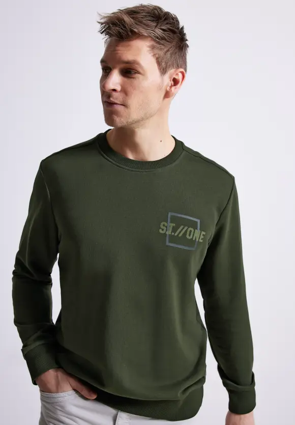 Sweatshirt mit Logoprint - forest green