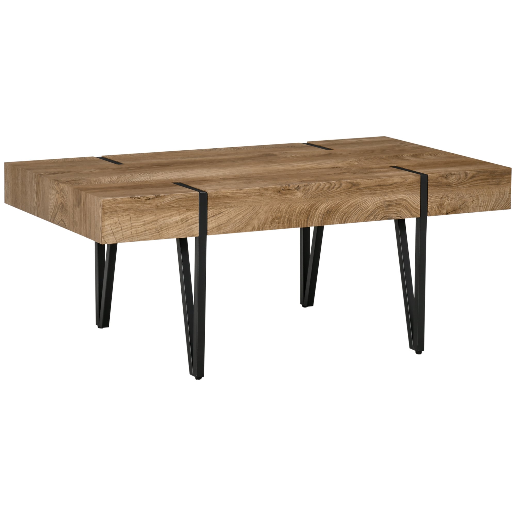 HOMCOM Couchtisch mit verstellbaren Fußstützen natur 105L x 60B x 42H cm