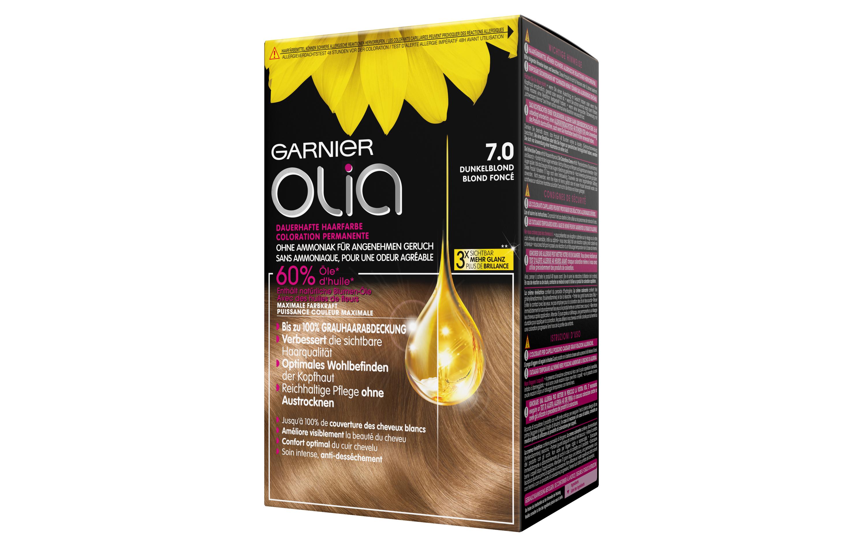 Haarcoloration Olia 7.0 DunkelblondDauerhafte Haarfarbe ohne Ammoniak