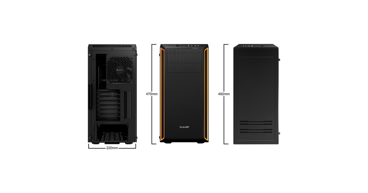 be quiet!PURE BASE 600 Window midi tower behuizing  (Zwart/oranje | 2x USB-A | Tempered Glass)